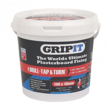 Gripit Red Plasterboard Fixings 18mm Tub of 100